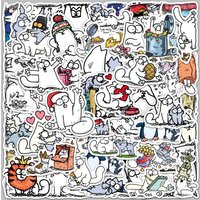 Cute Minimalist Cartoon Cat Waterproof Stickers, 50 Pcs Decor Decals for Journals, Notebooks & Water Bottles