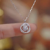 Huitan Graceful Sparkling CZ Pendant Necklace Female Trendy Chic Charming Jewelry for Wedding Band Exquisite Luxury Neck Jewelry