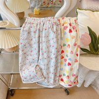 2025 New Spring Kids' Straight Pants Girls Cute Cartoon Heart Casual Pants Children Cotton Loose Trousers Outwear Clothes