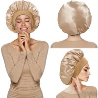 High Elastic Satin Wide Brim Nightcap Silky Bonnet Hair Wrap for Sleeping Sleep Cap with Elastic Soft Band Unisex Styling Cap
