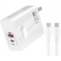120W GaN Dual Port Charger, USB C Fast Charging Adapter with Data Sync Cable for iPhone Samsung Xiaomi laptop tables macbook