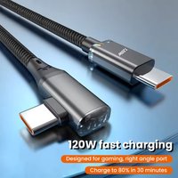 90 Degree Elbow USB C Cable PD 120W Fast Charging Type C to Type C Data Cord for iPhone 15 16 17 Samsung Xiaomi Huawei POCO