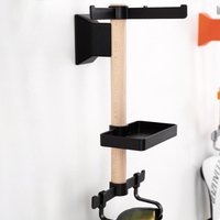 1 Set Wall Mounted Bicycle Gear Rack Beech Wood Helmet Holder Universal Design for Family and Office Use