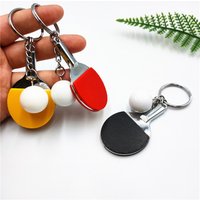 Cute Ping Pong Racket Pendants Keychain Souvenir Table Tennis Ball Keyrings Ball Sports Fans Key Ring Gift Ornament Accessories