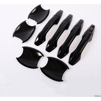 For Honda CRV CR-V 2007-2011 Glossy Black Carbon Fiber Chrome Car Door Handle Cover Decor Trim Sticker Styling Accessories