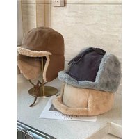 AliExpress NONE Casual Faux Fur Winter Hat Thick Warm Earflaps Hat Lamb Wool Bomber Hat Winter Season for Men and Women