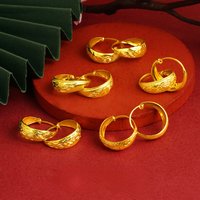 Never Fade Classic Lotus Bag Dragon Phoenix Earring Classic Chinese Style Pattern Set for Women Bling 14k Gold Earring for Women