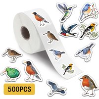 500PCS Beautiful Bird Roll Stickers Phone Scrapbook Envelope Gift Water Cup Guitar Skateboard Notebook Waterproof Decorative