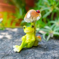 Creative Mushroom Frog Garden Statues Resin Craft Desktop Ornament Outdoor Fishbowl Potted Micro-landscape Garden Decor Supplies