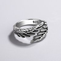 925 Sterling Silver Women's Ring Feather Wing Dating Jewelry Aesthetic Accessories Cheap GaaBou