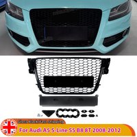 Wabengrill für Audi A5 B8 S5 RS Style 2007-2012 Frontstoßstangengrill Kühler-Lufteinlassgitter Front-Renngrill Hochglanz Schwarz ABS
