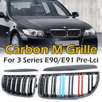Carbon Fiber Chrome M Color Chrome Gloss Matte Black Grille Kidney Grill For BMW 3 Series E90 E91 Pre-Facelift 2005-2008 320 330