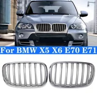 For BMW X5 X6 E70 E71 Chrome Car Front Kidney Grill Grille Hood Racing Grills Electroplate Grilles 2008-2013 Auto Accessories
