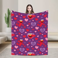 Elmo Loves You Valentine's Day Blanket S-Sesames Streets Warm Blanket For Couch Chair Picnic Flannel Bedspread Bed Cover