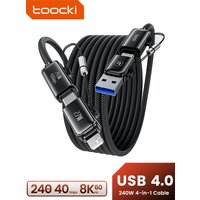Toocki 240W 4-in-1 USB Cable PD3.1 Fast Charging 8K@60Hz 40Gbps USB C TO C TO Lighting Cable For iPhone 17 16 15 Samsung Macbook