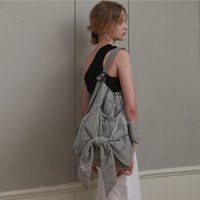 Brand Casual Knot Dual Shoulder Bag Single Shoulder Bag Two-Way Spring 2024 Soft Fabric Youth Drawstring Daily Use W...