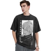 Inumaki Toge Jujutsu Kaisen T Shirts Hip Hop Washed Short Sleeve Oversize T-Shirts Men Women Tops Streetwear Printed Tees