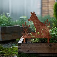 1 Piece Rusty Fox Metal Garden Stake - 11.81 Inch Artistic Animal Silhouette Outdoor Decor, Weather-Resistant Metal Lawn Stake