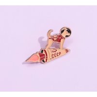 Creative Rocket Space Dog Enamel Pins cartoon Cartoon Dog Riding Rocket to Space Brooches Badge Costume Accessories Jewelry Gifs