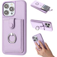Ring Bracket Wallet Case for iPhone 16 17 Pro Max Air 16E 15 14 Plus 13 12 11 Pro Max Leather Card Solts lHolder Phone Cover