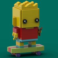 105PCS MOC Creative Model Bart Simpson Simpsoned Cartoon Technology DIY Assembly Building Blocks Display Birthday Gift Home Set
