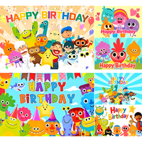 Hey D-Duggee Cute Cartoon Kids Birthday Backdrop Colorful Monster Animal Themed Birthday Party Decorations Happy Birthday Banner