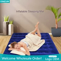 Inflatable Sleeping Pad Folding Air Mattress Flocking Portable Bed Mat Moisture-proof Waterproof Indoor Outdoor Camping Travel