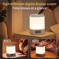 Led Table Lamp Bedside Rechargeable Desk Lamp Bedroom Baby Feeding Eye Protection Lights with Clock Time Display Night Light