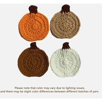4pcs Halloween Crochet Pumpkin Coasters Autumn Thanksgiving Fabric Handmade Cup Mat Halloween Table Decor Fall Farmhouse Decor