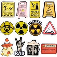 Attention Hazard Warning Sign Enamel Pin Radioactive Nuclear Radiation Symbol I'm Rad Brooch Lapel Badge Jewelry Gift for Friend