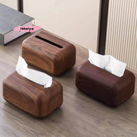 M-New Chinese-style Simple Walnut Color Tissue Box Household Solid Wood Living Room Storage Carton Wooden Tissue Storage Box