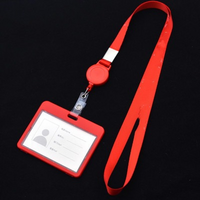 1set Name Badge Staff Work Card Cover Case with Retractable Pull Badge Reel Lanyard Employees ID Tag Bus Pass Access Card Sleeve