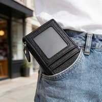 1pc Blocking Leather Wallet for Men Women, ID Driver License Holder, Thin Minimalist Credit Card Organiz
