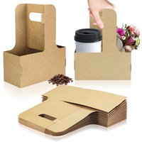 10Pcs Coffee Drink Carrier with Handle(2 Cups or 4 Cups),Assemblable Drink Holder with Handle,Disposable Cup Holders for Drinks