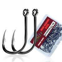 100/70/60/50Pcs wiht box Fishing Hooks Eyed Circle Jighead Hook 3#-15# Barbed Fishhooks for Carp Fishery Fishing Material Goods