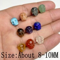 8-10MM Amulet Skull Head Beads Natural Stone Spacer Beads Charm Skull Healing Crystals Reiki Carved Witchcraft Figurine Mineral
