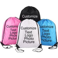 AliExpress Customize Logo/Text/Name Cycling Backpack Gym Drawstring Shoe Bag Clothes Backpack Waterproof Belt Nylon Portable Sports Bag