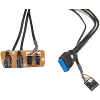 73cm 2-Port Dual USB 3.0 19Pin 3.5mm HD Audio Standing Socket Interface Motherboard Extension Cable Chassis Front Panel 65x27mm