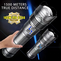 Super Bright Spotlight Long Range LED Flashlight Zoom Emergency Lantern Rechargeable Lamp Outdoor Camping Torch Power Display