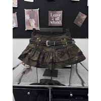 American Retro Puffy Skirt Women Slimming Pants Skirt Summer Punk Millennium Y2K Spicy Girl Camouflage Cake Skirt