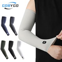 GOBYGO 1Pair Summer High ElasticCooling Arm Sleeves UV Protection Breathable Ice Silk Anti-Sweat Outdoor Cycling Sports Unisex