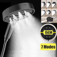 15CM Big Panel High Pressure Shower Head 7 Modes Adjustable Showerheads Water Saving One-Key Stop Water Bathroom Spray Nozzle