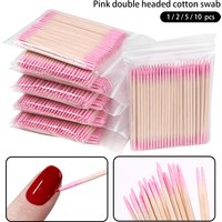 1/2/5/10PCS Nails Disposable Wood Cotton Swab Double Head Clean Sticks Manicure Cuticle Pusher Nail Polish Remover Art Tool