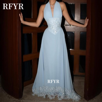 RFYR Light Blue Prom Dress Halter Evening Dress with Lace Party Dress for Women فساتين مناسبة رسمية Customized