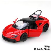 (Bagged) 1:43 die-cast metal car, imitation SF90 pullback racing car, alloy car model, three doors that can be opened, boy's toy