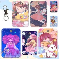 1pc Bee And Puppycat Anime Card Case Keychain Access Card Bag Key Tag Ring Leather Card Holder Key Ring Access