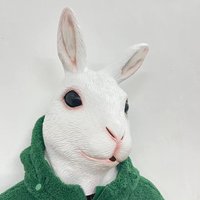 New Adult White Rabbit Mask Animal Rabbit Latex Headgear Ears Bunny Mask Halloween Masquerade Party Bar Costume Acessories