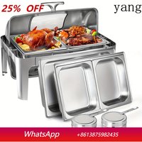 Stainless Steel Buffet Chafing Dish Set - 9 Qt Capacity, Easy-Clean Roll-Top Warmer with 1/2 Size Pans for Parties & Events