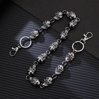 Punk Gothic Metal Skull Keychain Wallet Chain for Men Women Hip Hop Biker Pants Accessory Gothic Jean Key Ring
