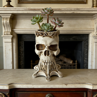 Gothic Skull Planter Pot Resin Gothic Home Decor Succulent Flower Pot Desktop Makeup Brush Holder